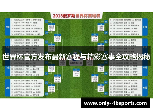 世界杯官方发布最新赛程与精彩赛事全攻略揭秘